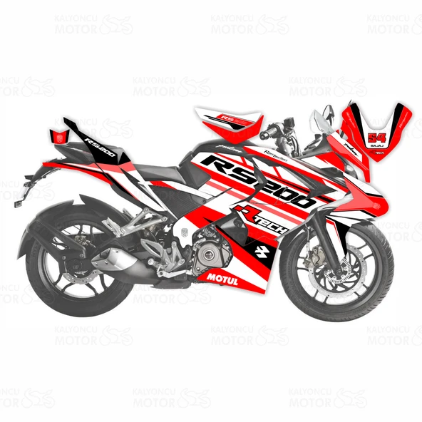Bajaj Pulsar RS 200 R-Tech Design Sticker Set Kırmızı ürün görseli 1