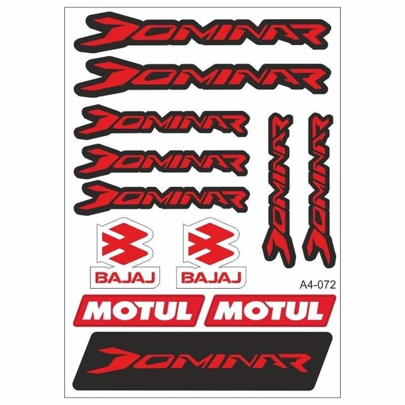 Bajaj Dominar Kırmızı Sticker Seti ürün görseli 1