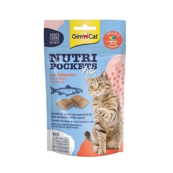 GimCat Nutripockets Somon Balıklı Kedi Ödül Maması 60 Gr ürün görseli 1