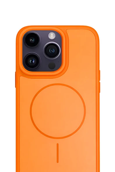 iPhone 16 Pro 6.3" MagSafe Destekli Premium Soft Silikon Kılıf Turuncu ürün görseli 1
