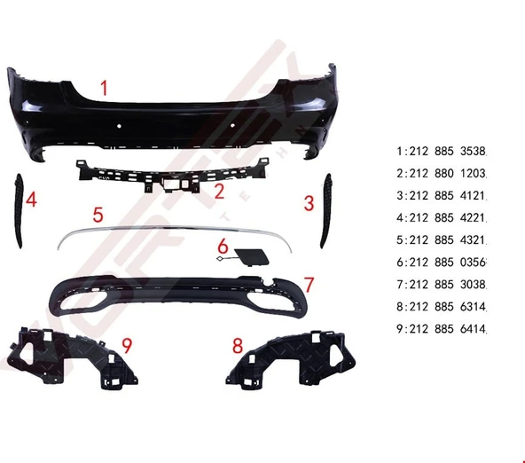 MERCEDES - W212 2013 - ARKA TAMPON SET (AMG) W212 2013- ürün görseli 1