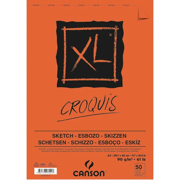 Canson Eskiz Croquıs XL 90 Gr Üsten Spiralli A3 50 Yaprak ürün görseli 1