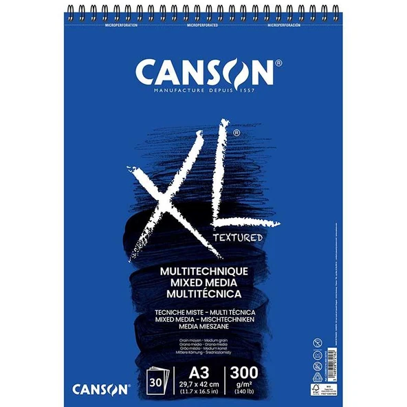 Canson Çok Amaçlı Çizim Defteri Spiralli CanXL Mix Media 3 Sayfa A3 300 Gram ürün görseli 1
