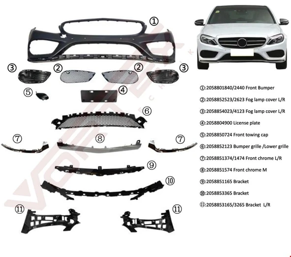 MERCEDES - W205 2014 - ÖN TAMPON SET AMG (ALT KROMLU) W205 2014- ürün görseli 1