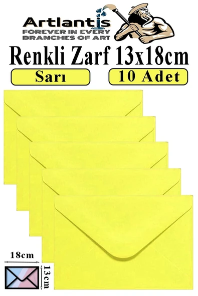 Sarı Zarf 13x18 cm 10 Adet Sarı Mektup Zarfı Davetiye Zarfı Kartpostal Çekiliş Hediye Zarfı ürün görseli 1