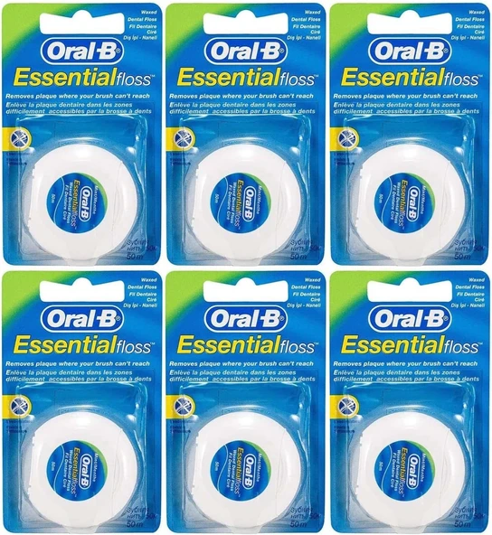 Oral-B Essential Floss Naneli ve Mumlu Diş İpi 50 M x 6 Adet ürün görseli 1