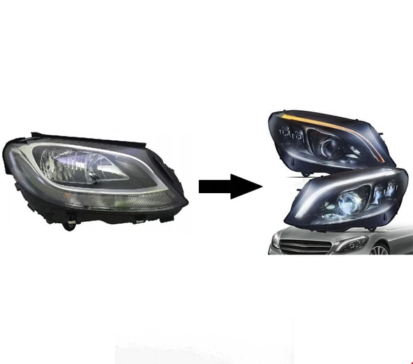 MERCEDES - W205 2014 - W205 2014- HALOJEN İÇİN 2019- LED FAR DÖNÜŞÜM SETİ ürün görseli 1