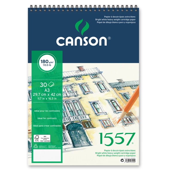 Canson Resim ve Çizim Defteri 180 Gram A3 20 Sayfa Üstten Spiralli ürün görseli 1