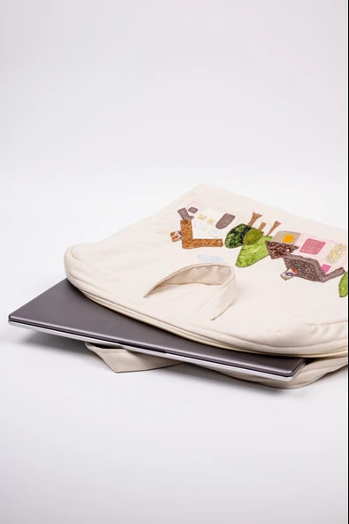 Laptop Çanta Patchwork İşlemeli - Resim 3