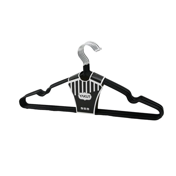 SİYAH 10PCS SİLİKON KAPLAMALI METAL ELBİSE ASKISI (2818) ürün görseli 1