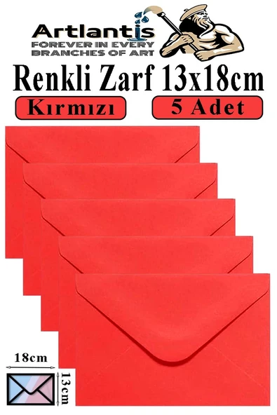 Renkli Zarf 13x18 cm 5 Adet Renkli Mektup Zarfı Renkli Davetiye Zarfı Kartpostal Çekiliş Hediye Zarfı ürün görseli 1