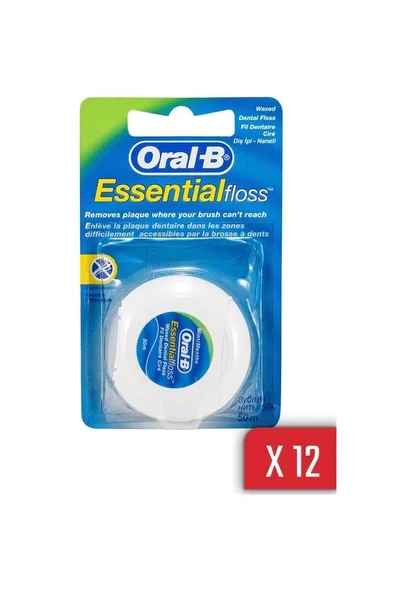 Oral-B Essential Floss Naneli ve Mumlu Diş İpi 50 M x 12 Adet ürün görseli 1