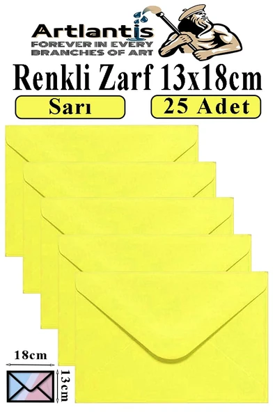 Sarı Zarf 13x18 cm 25 Adet Sarı Mektup Zarfı Davetiye Zarfı Kartpostal Çekiliş Hediye Zarfı ürün görseli 1