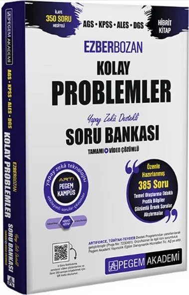 AGS KPSS ALES DGS Ezberbozan Kolay Problemler Tamamı Çözümlü Soru Bankası Pegem Yayınları ürün görseli 1