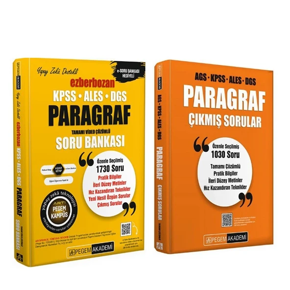Pegem Akademi KPSS ALES DGS Ezberbozan Paragraf Soru ve Çıkmış Sorular Seti 2 Kitap ürün görseli 1