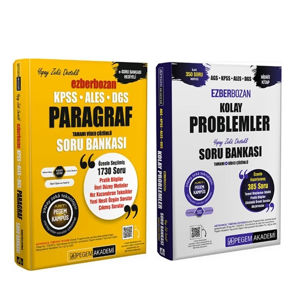 Pegem Yayınları KPSS ALES DGS Ezberbozan Paragraf ve Problemler Soru Bankası Seti 2 Kitap ürün görseli 1