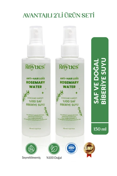 ROYUES Biberiye Suyu 2'li Dökülme Karşıtı Ve Saç Uzatma Etkili Saç Toniği 150ml 150ml ürün görseli 1