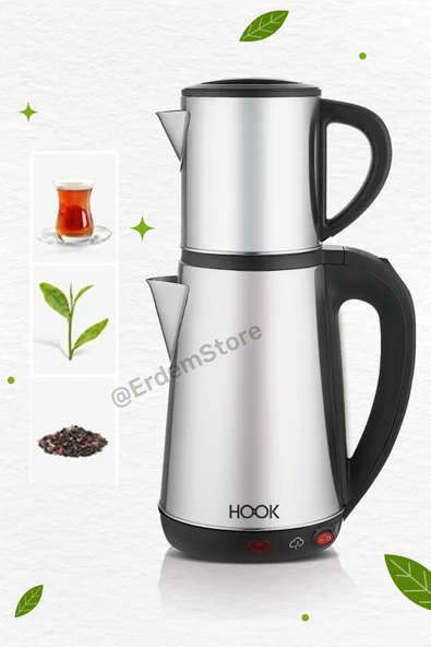 Hook By Troya Inox Çaycı Elektrikli Çay Makinesi Kaliteli Paslanmaz Çelik Filtre (1.8L - 1500W) ürün görseli 1