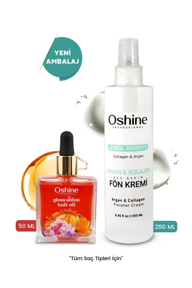 OSHİNE Argan Yağı Saç Serumu & Isıya Karşı Koruyucu Argan Kolajen Saç Spreyi ürün görseli 1