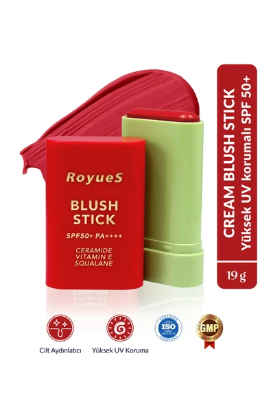ROYUES Nemlendiricili Stick Krem Allık Yumuşak Ve Nemlendirici Formül Yüksek Pigmentasyon ürün görseli 1