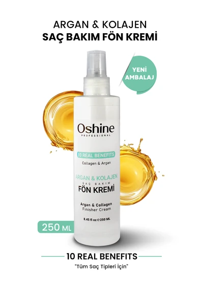 OSHİNE Isıya Karşı Koruyucu Yenileyici Argan & Kolajen Fön Suyu, Argan & Collagen Finisher Cream, 250ml ürün görseli 1