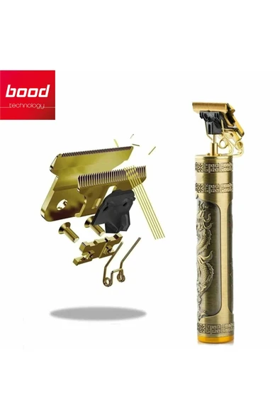 Bood Technology Saç Sakal Şarjlı Tıraş Makinesi Ense Çizim Tüm Vücut Tüyü Kesme Golden Dragon Profesyonel ürün görseli 1