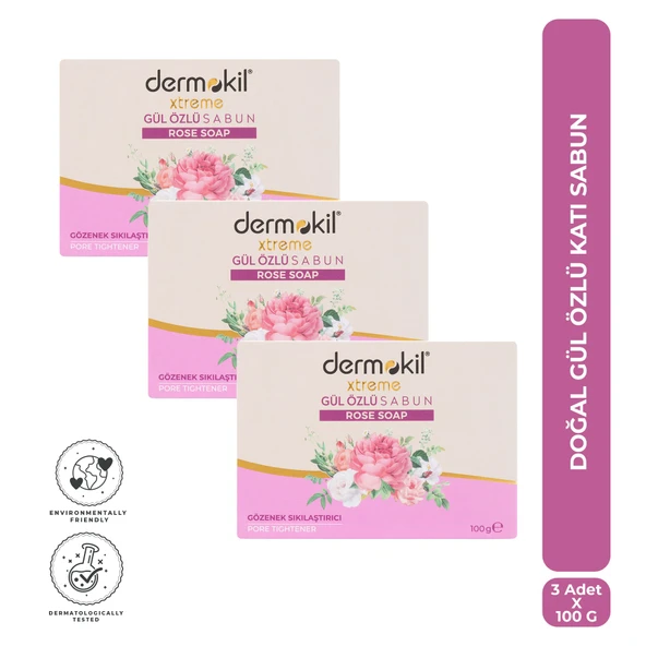 Dermokil Doğal Gül Özlü Katı Sabun 100 g x 3 Adet ürün görseli 1