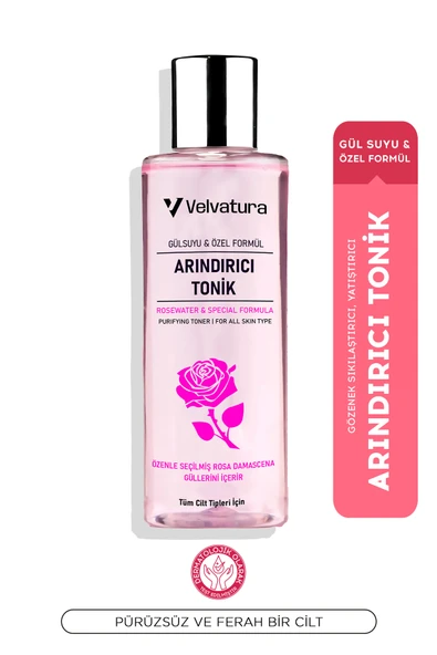 VELVATURA Gül Suyu Tonik Arındırıcı Aydınlatıcı Ve Gözenek Sıkılaştırıcı Leke Karşıtı Tonik 190 ml ürün görseli 1