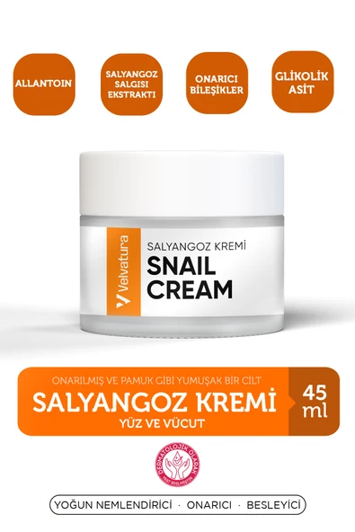 VELVATURA Salyangoz Kremi Yaşlanma Karşıtı, Kırışıklık Önleyici, Yoğun Nemlendirici, Onarıcı, Besleyici 45 ml ürün görseli 1