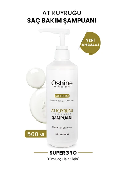 OSHİNE Hızlı Uzamaya Yardımcı At Kuyruğu Şampuanı, Horse Tail Shampoo, 500ml ürün görseli 1