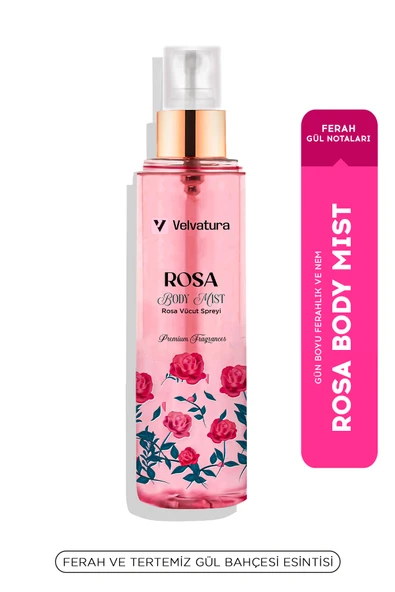 VELVATURA Rose Vücut Spreyi - Rose Body Mist - Gül Vücut Spreyi Nemlendirici Etkili 200 ml ürün görseli 1