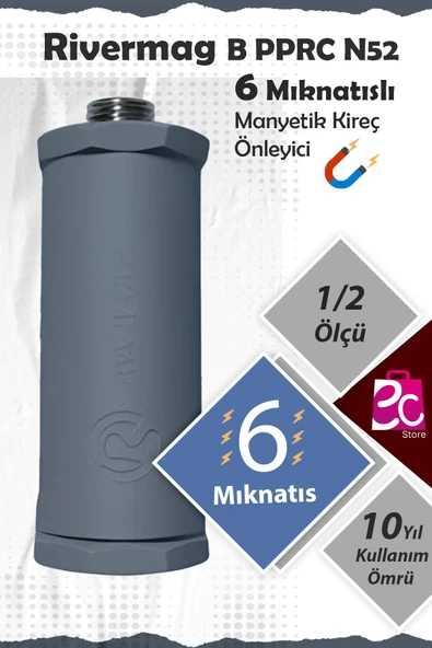 Rivermag Güçlendirilmiş 6 Mıknatıslı N52 Manyetik Kireç Kırıcı Önleyici 1/2 Beyaz Eşya Banyo Tesisatı ürün görseli 1