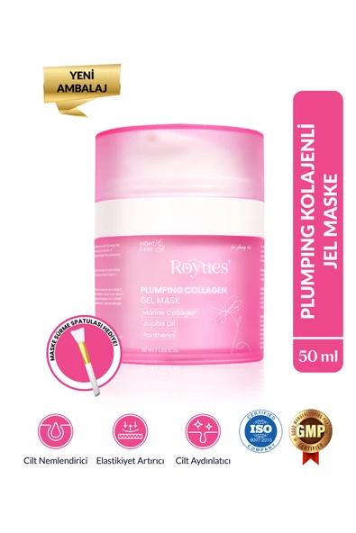 ROYUES Soyulabilir Kolajen Jel Yüz Maskesi - Cam Cilt Yüz Maskesi - Collagen Night Wrapping Mask 50ml ürün görseli 1