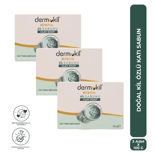 Dermokil Doğal Kil Özlü Katı Sabun 100 g x 3 Adet ürün görseli 1