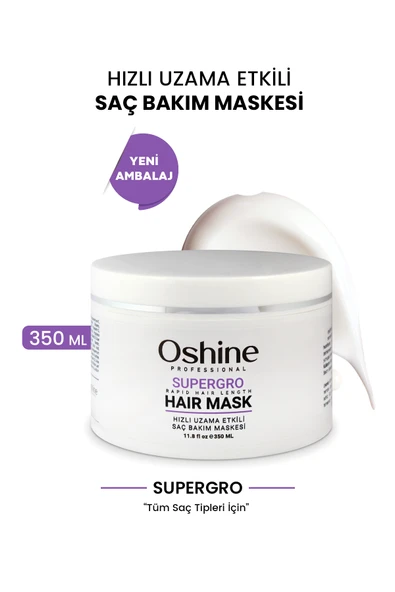 OSHİNE Hızlı Uzama Etkili Onarıcı Saç Bakım Maskesi, Supergro Rapid Hair Length Mask, 350ml ürün görseli 1