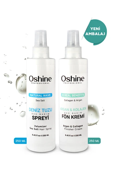 OSHİNE Deniz Tuzu Saç Spreyi & Isıya Karşı Koruyucu Argan Kolajen Etkili Saç Spreyi ürün görseli 1