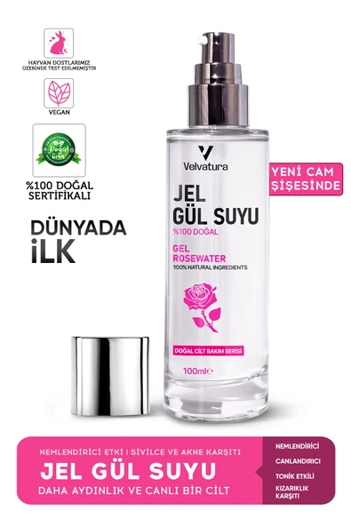 VELVATURA Jel Gül Suyu %100 Doğal Gül Suyu Nemlendirici Ve Yumuşatıcı Saf Gül Suyu Arındırıcı 100 ml ürün görseli 1