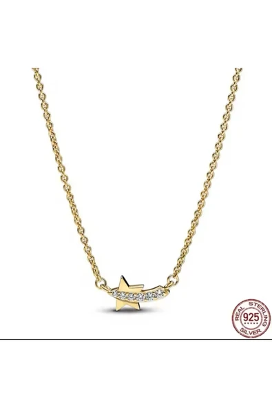 POSEİDONS JEWELLERY Tarz Kayan Yıldız Pavé Collier Kolye ürün görseli 1