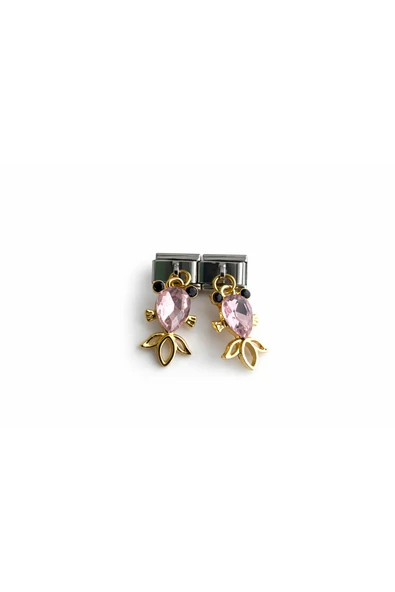 POSEİDONS JEWELLERY Pembe Taşlı Balık Figürlü İtalyan Charm – İtalyan Bileklik Uyumlu ürün görseli 1