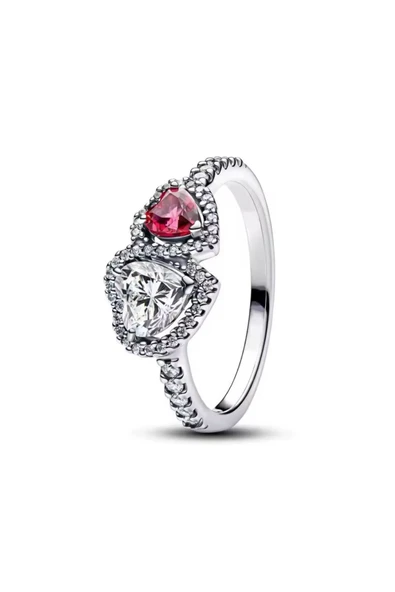 POSEİDONS JEWELLERY Hale Kalpler Yüzük Dualheart- İkili Kalp Taşlı S925 Ayar Sonsuzluk Yüzük ürün görseli 1