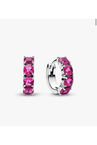 POSEİDONS JEWELLERY S925 Ayar Minimal Pembe Halka Küpeler ürün görseli 1