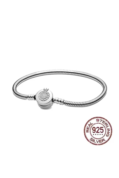 Lovecharm Gümüş Moments Işıltılı Taç O Yılan Zincir Bileklik ürün görseli 1