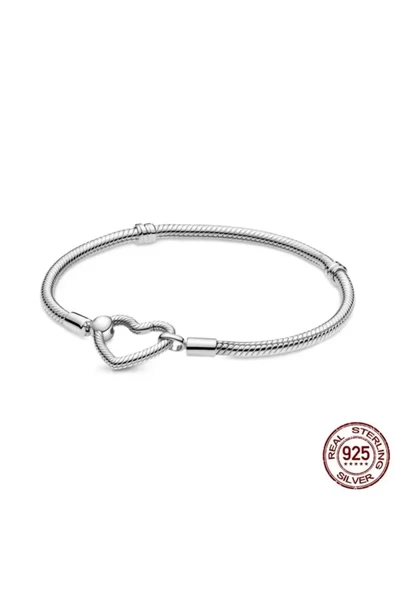 Lovecharm S925 Gümüş Kalp Zincir Kilitli Bileklik ürün görseli 1