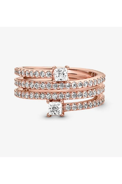 POSEİDONS JEWELLERY Tarz Işıltılı Üçlü Spiral Yüzük ürün görseli 1