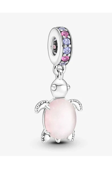 POSEİDONS JEWELLERY Murano Camı Pembe Deniz Kaplumbağası Sallantılı Charm ürün görseli 1