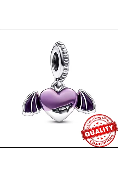 Lovecharm Gümüş Cadılar Bayramı Kalp Yarasa Kanatlı Charm ürün görseli 1