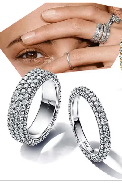 POSEİDONS JEWELLERY Zamansız Pave Yüzük Seti ürün görseli 1