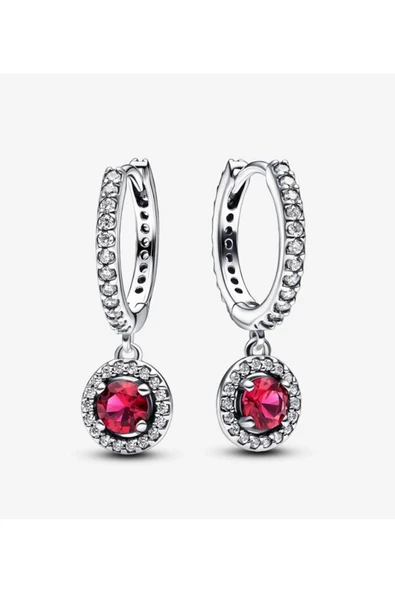 Lovecharm Kırmızı Yuvarlak Işıltılı Halka Küpeler ürün görseli 1