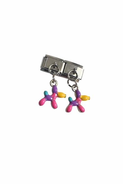 Lovecharm Renkli Balon Köpek Figürlü İtalyan Charm – Çelik Bileklik Uyumlu Sallantılı Charm ürün görseli 1