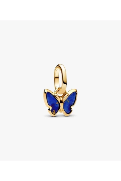 POSEİDONS JEWELLERY S925 Ayar Gold Mavi Kelebek Mini Sallantılı Charm ürün görseli 1
